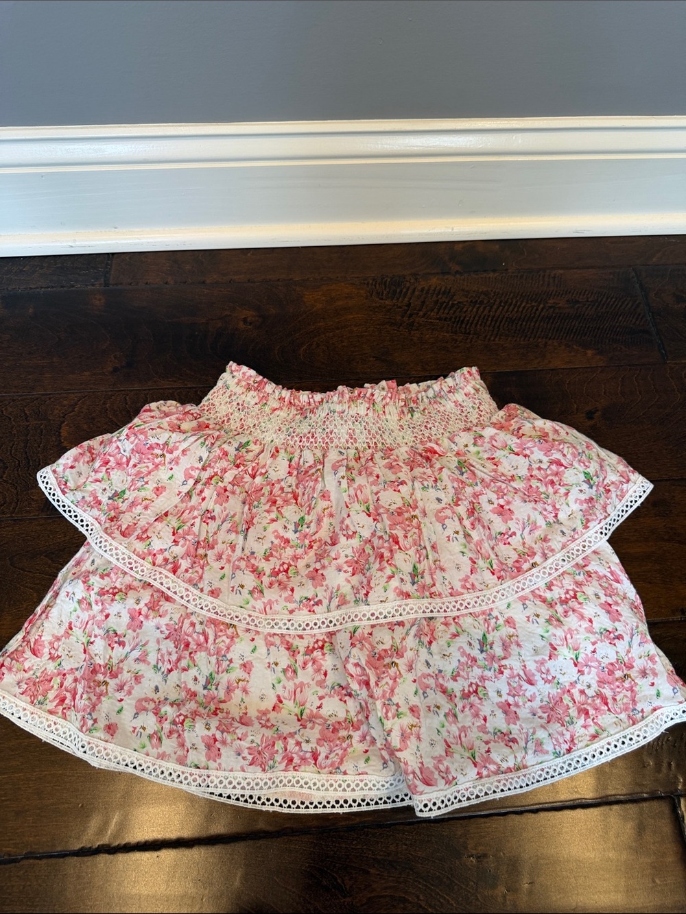 Katie J NYC Pink Floral Tiered Skirt